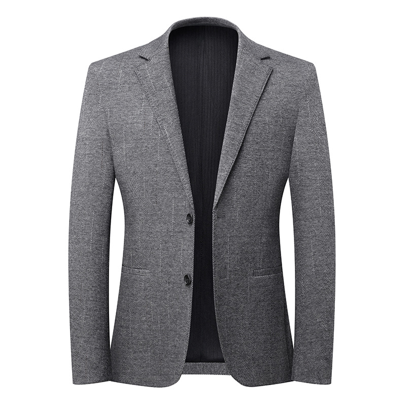 含羊毛秋季新款厚款商务休闲西装男士修身免烫西服可机洗单西外套