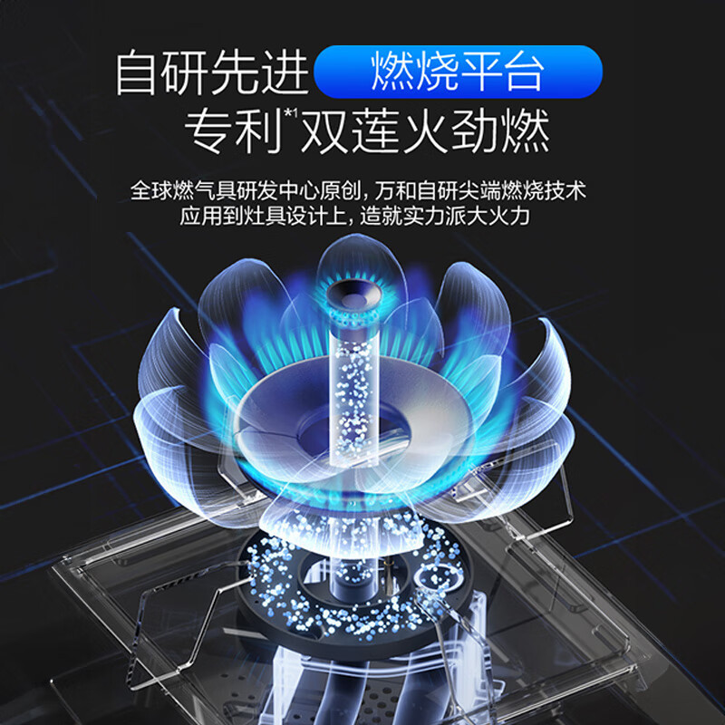 万和 一级能效 [蓝莲花]5.2kW大火力 家用台式嵌入式燃气灶具 双眼灶 不锈钢 JZT-B9B50(天然气)高清大图