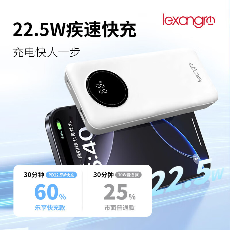 自带三线数显快充移动电源 LX-P13D