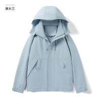 渔人船长春季户外风衣情侣款时尚山系防风透气运动夹克外套单层薄款冲锋衣 清水兰（女款） XL