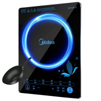 美的(Midea) SN2105T电磁炉 多功能大功率家用智能触控电池炉套装 不粘炒锅 蓝色