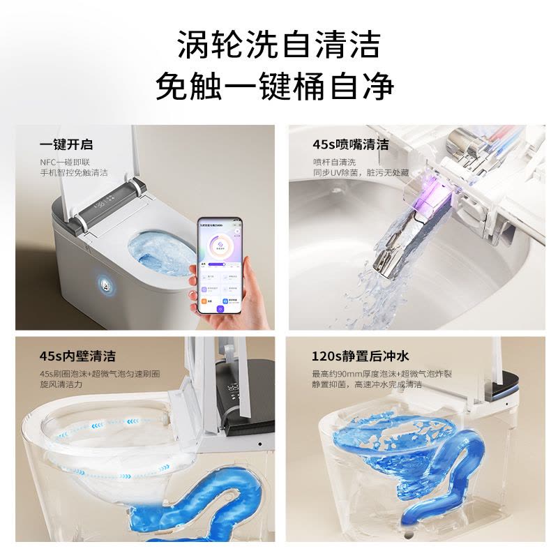 九牧(JOMOO)净界Air智能马桶超微气泡水除菌感应翻盖坐便器ZS800I图片