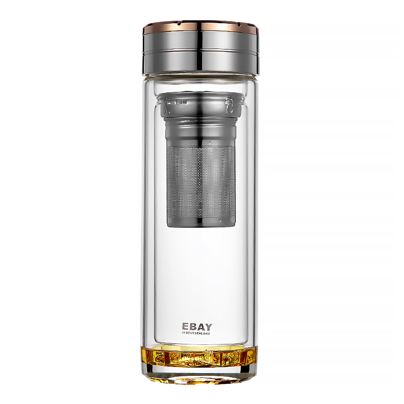 送杯刷杯套水晶双层玻璃杯男商务办公隔热加厚车载透明杯子300ml大展