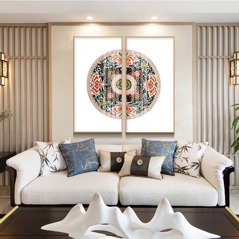 乔迁礼品客厅装饰画沙发背景墙挂画双联画现代简约新中式高档大气山水