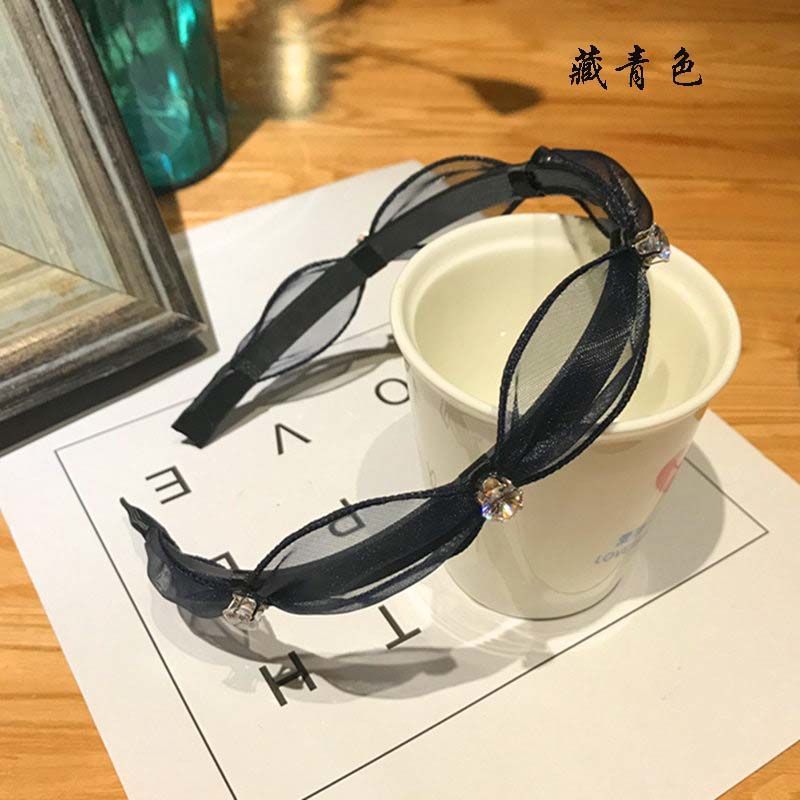 远方情新款波浪网纱珍珠发箍韩版发饰女洗脸头箍碎发发卡头饰T122 网纱珍珠款 黑色