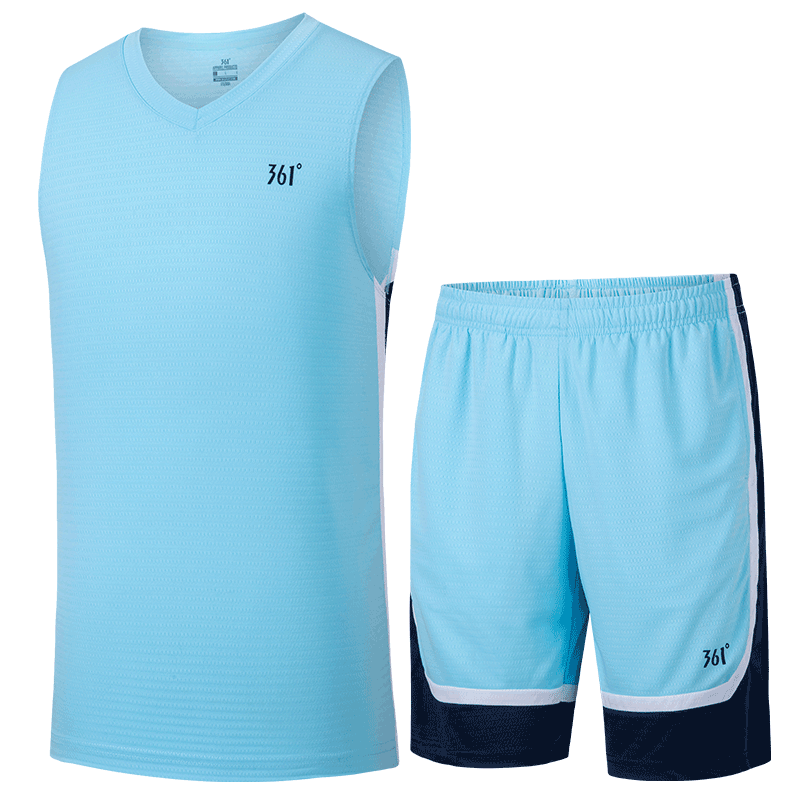 361°运动套装男夏季新款篮球套装舒适运动服552421903 XL 冥想蓝