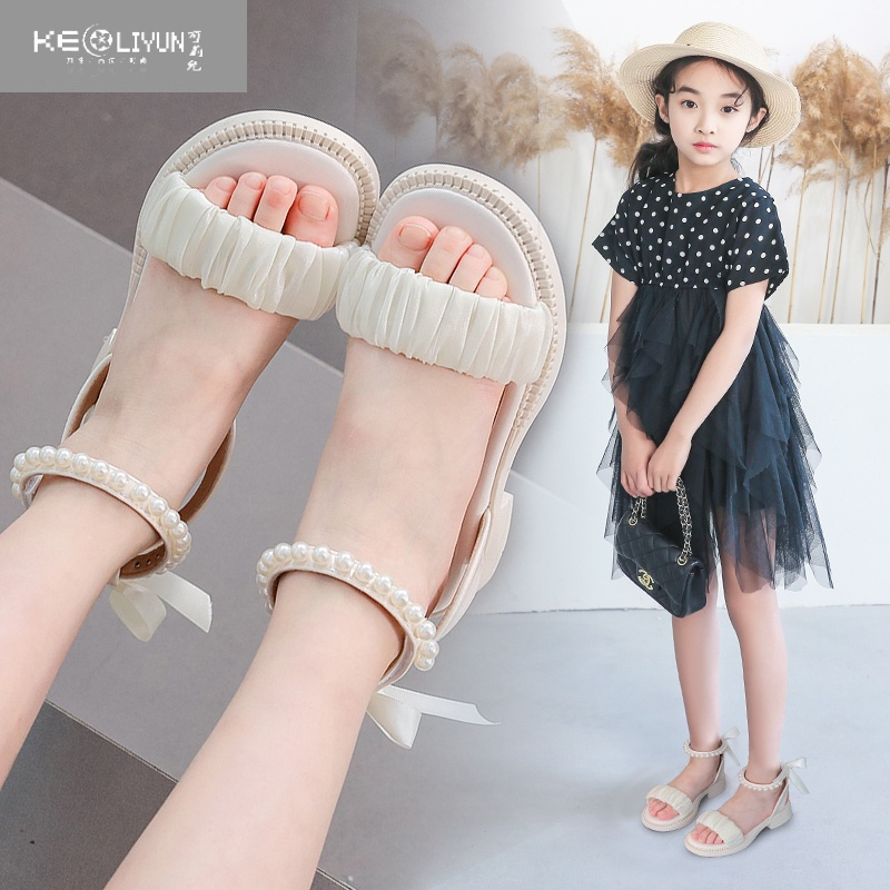 可莉允女童凉鞋2023年夏季新款软底女孩公主洋气女童鞋轻便儿童罗马