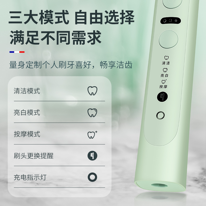 迪斯(Desleep) 电动牙刷成人全自动牙刷声波震动智能牙刷情侣充电式防水软毛消毒仓生日礼物 薄荷绿 两色可选高清大图