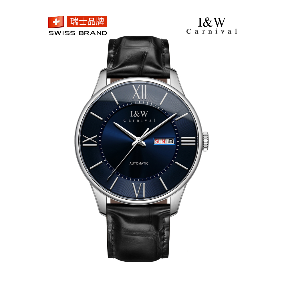 瑞士爱沃驰i&w carnival镂空全自动机械表 男士手表进口机芯男表纤薄