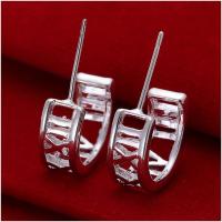 E046 Women silver plated earring 镀925纯银耳钉女时尚大气耳环