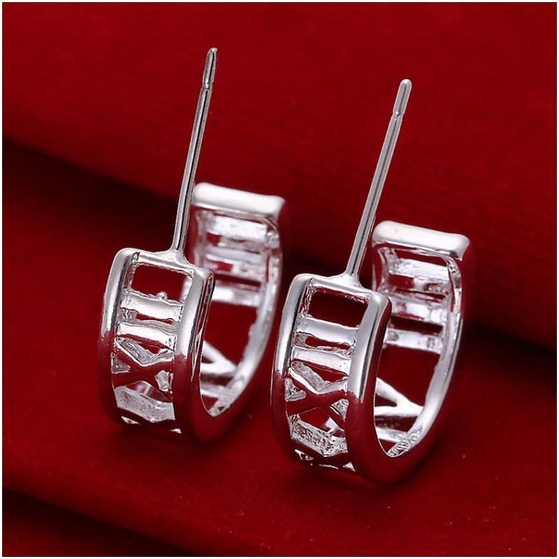 E046 Women silver plated earring 镀925纯银耳钉女时尚大气耳环