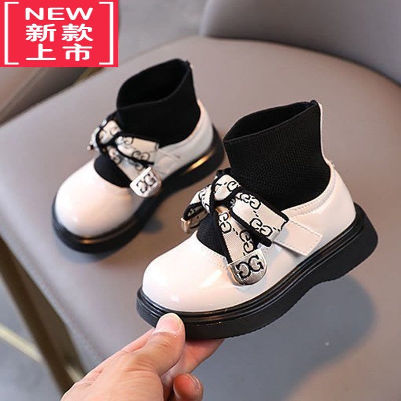 可莉允2022女童靴子春秋单靴小童软底黑色洋气女宝宝短靴女孩幼儿公主鞋图片