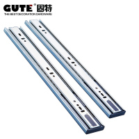 固特GUTE 冷轧钢三节缓冲阻尼导轨静音滚珠滑轨抽屉轨道 一副价 10寸25cm
