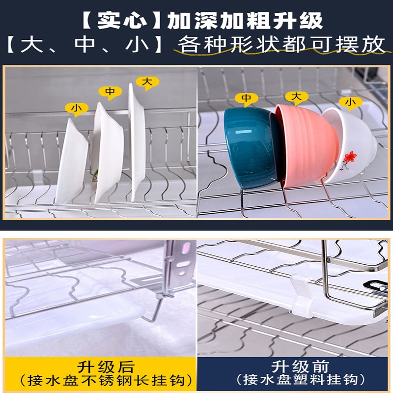 新拉篮蓝厨房橱柜双层碗碟篮抽屉式碗架调味篮缓冲轨道