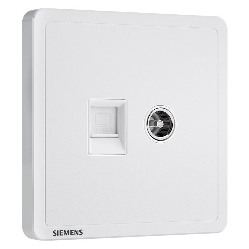 西门子(SIEMENS)开关插座面板 致典系列雅白色开关插座 电视+电脑插座