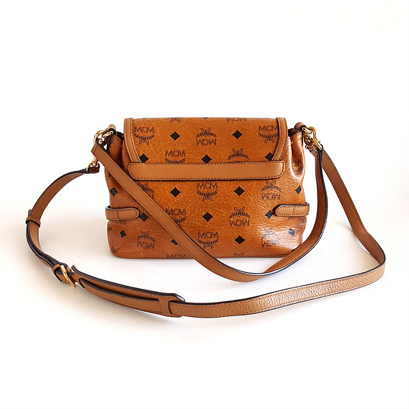 [正品二手95新]mcm 女士棕色元宝包单肩斜挎包 mcm斜挎包 mcm女包