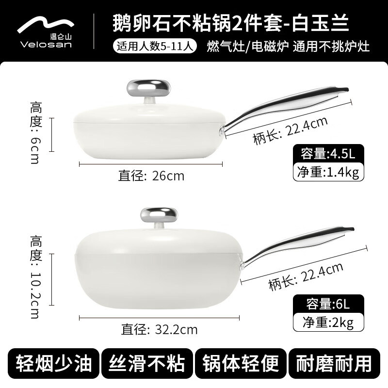 温仑山鹅卵石炒锅煎锅套装AVE02010038高清大图