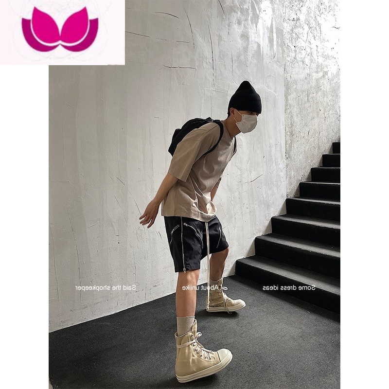 七斓高街vibe风暗黑拉链短裤男潮牌裤子夏季薄款设计感美式宽松五分裤