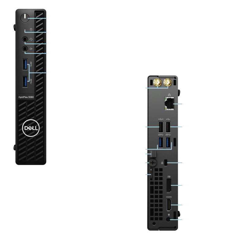 戴尔(DELL)3080MFF迷你台式机主机I3-10105/8G/1T+256G WiFi