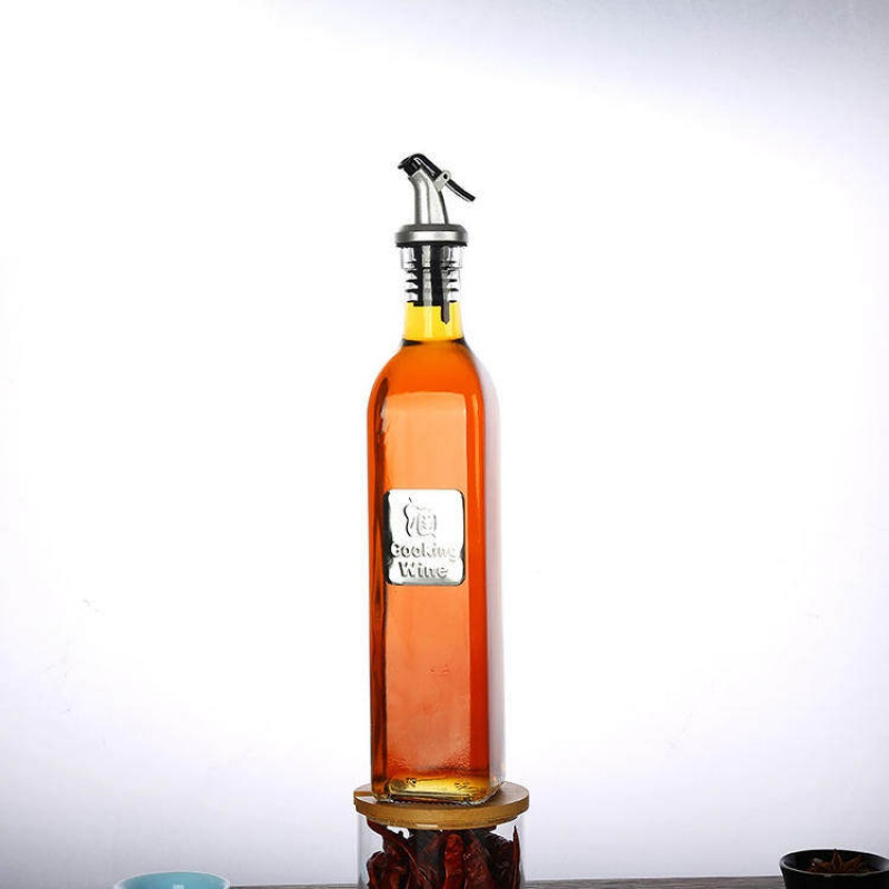 玻璃密封调味瓶罐酱醋料酒油壶家用防漏套装厨房整理收纳架子 敬平 500ML一只装[酒]不送漏斗调味罐