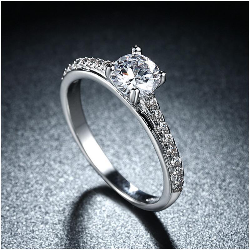 R818-CCouple Love Gold Rings铂金订婚戒指男女钻石情侣简约日韩送女朋友七夕情人节礼物