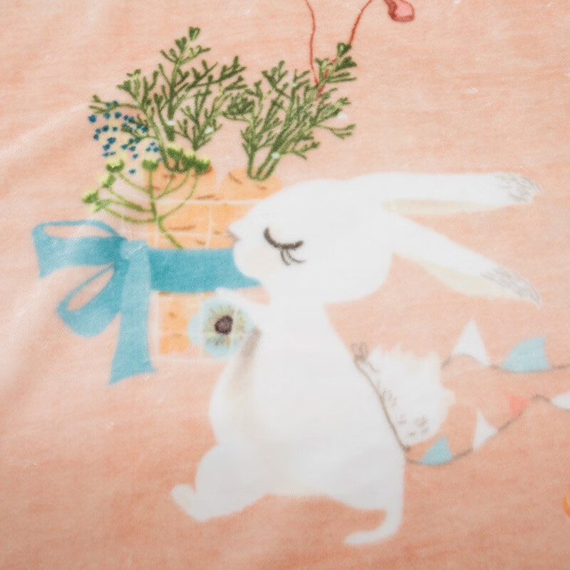 水星家纺 毛毯DH甜馨小兔法兰绒毯100cm×140cm/条