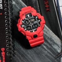 Casio旗舰店卡西欧手表男G-SHOCK时尚潮流黑金非机械红武士运动复古潮流玩酷防震防水学生日韩石英表 男GA-700