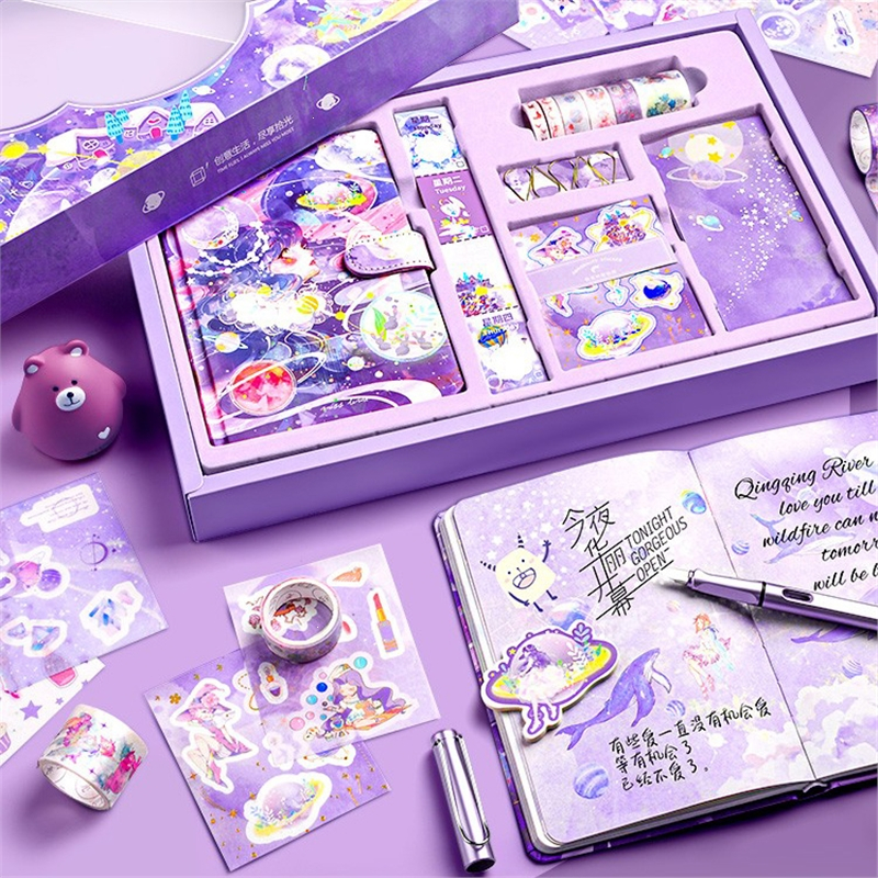 邦可臣手账本套装礼盒少女心手杖本可爱精致活页手帐本文具笔记本子