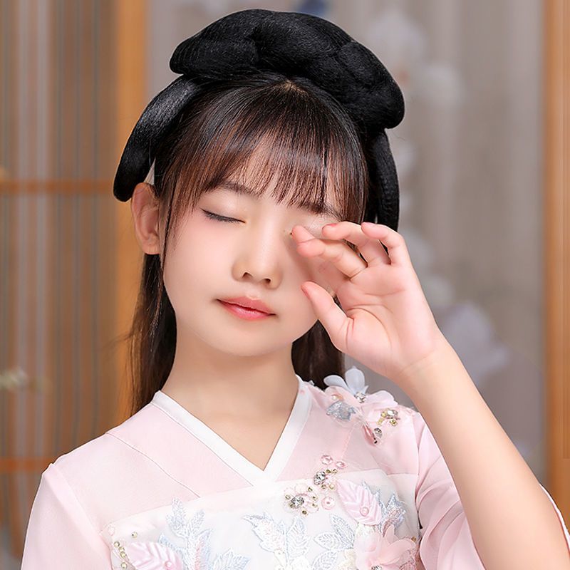 空气刘海 汉服假发女童发箍一体式古风发包发型发髻头发造型儿童古装假发