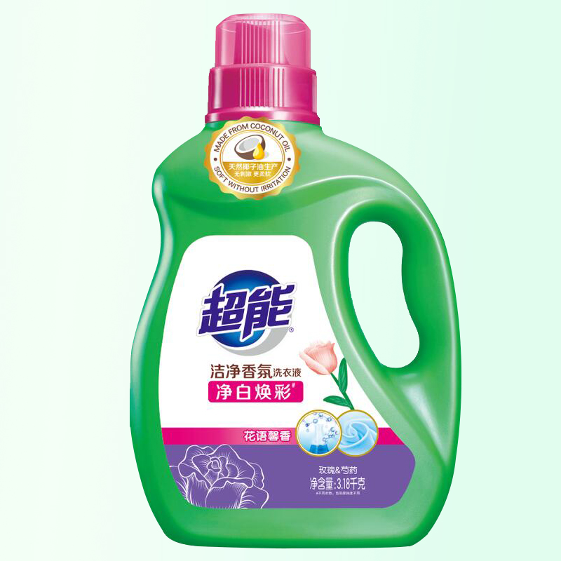 超能 单瓶装 洁净香氛净白焕彩洗衣液3.18kg高清大图