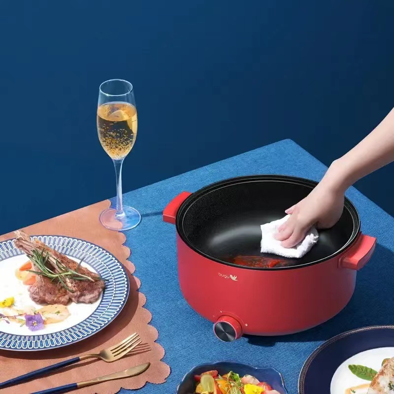 美的(Midea) 布谷电火锅BG-H50L1机械式多功能料理锅电热锅不粘锅(两色随机发)