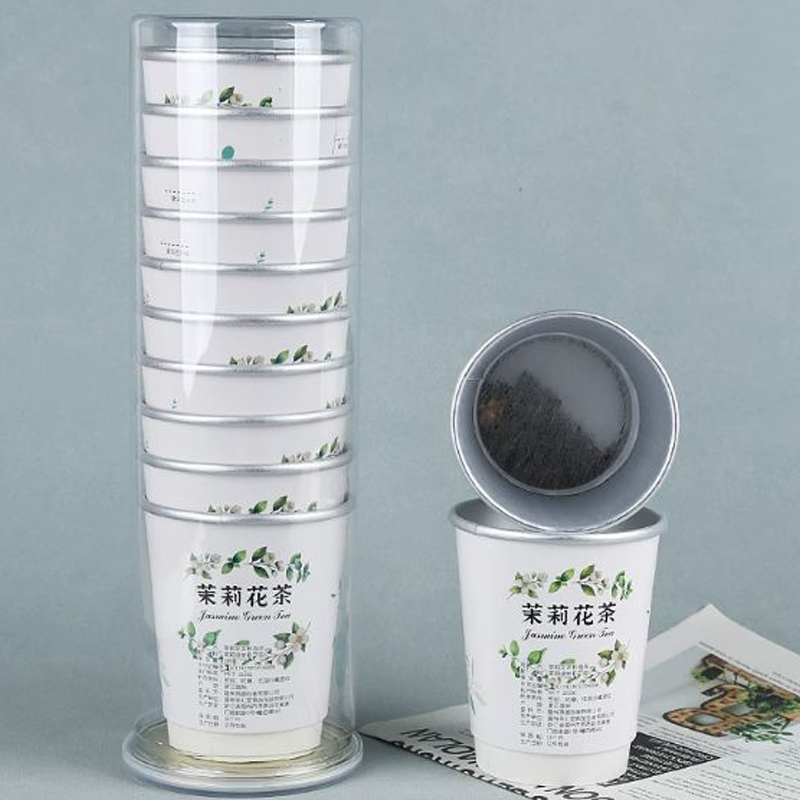 茶汇堂一次性自带茶叶纸杯加厚双层铝箔一级茉莉花茶10杯装