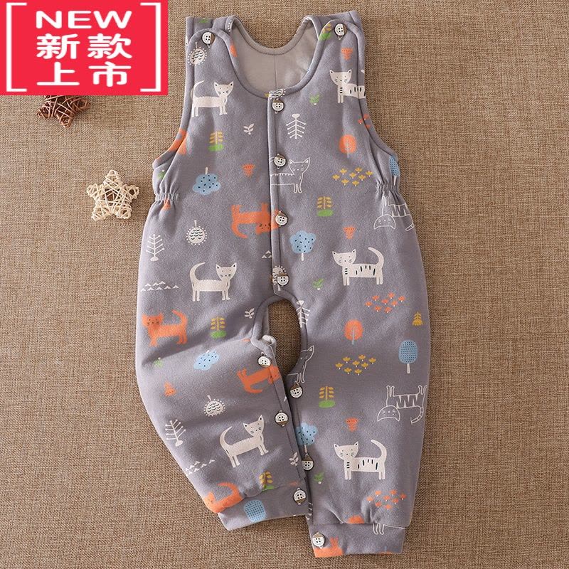 可莉允婴儿背带裤 男女宝宝加厚内穿保暖棉裤 儿童开裆长裤子秋冬季保暖裤图片