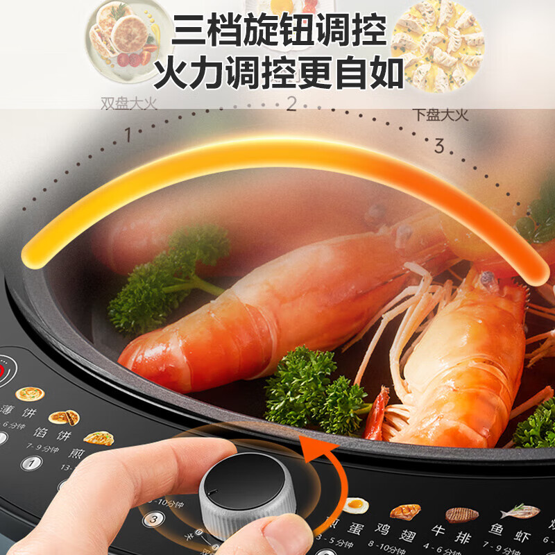 苏泊尔 电饼铛迷你双面独立加热家用煎烤机薄饼锅烙饼档 JT34RQ17[薄暮蓝]高清大图