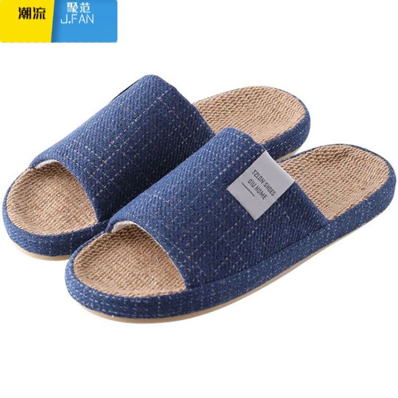 聚范拖鞋男士高端46特大码室内家居防滑48高级感亚麻拖鞋男款冬季图片