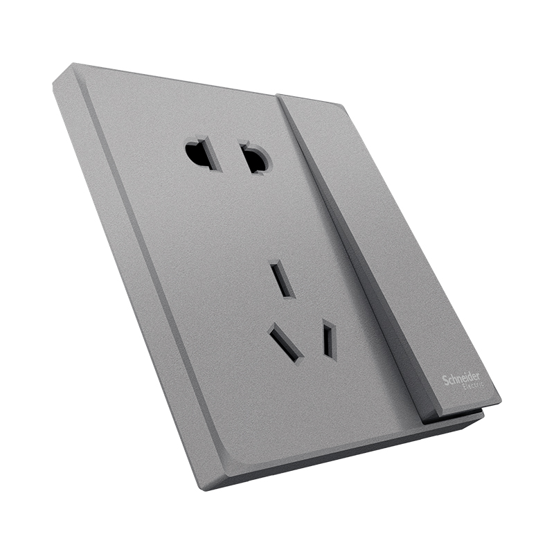 [新品]施耐德电气开关插座 皓呈系列薄雾灰色 86型墙壁开关 10A开关 一开单开双控电源插座面板带开关电源插座纯平无框高清大图