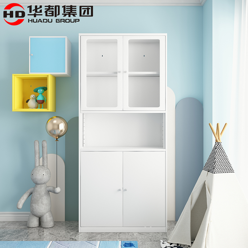华都HDBL-803B 雅白800宽中空书柜华都书柜书架钢制资料档案柜展示柜铁皮柜落地靠墙家用收纳置物架阳台高清大图