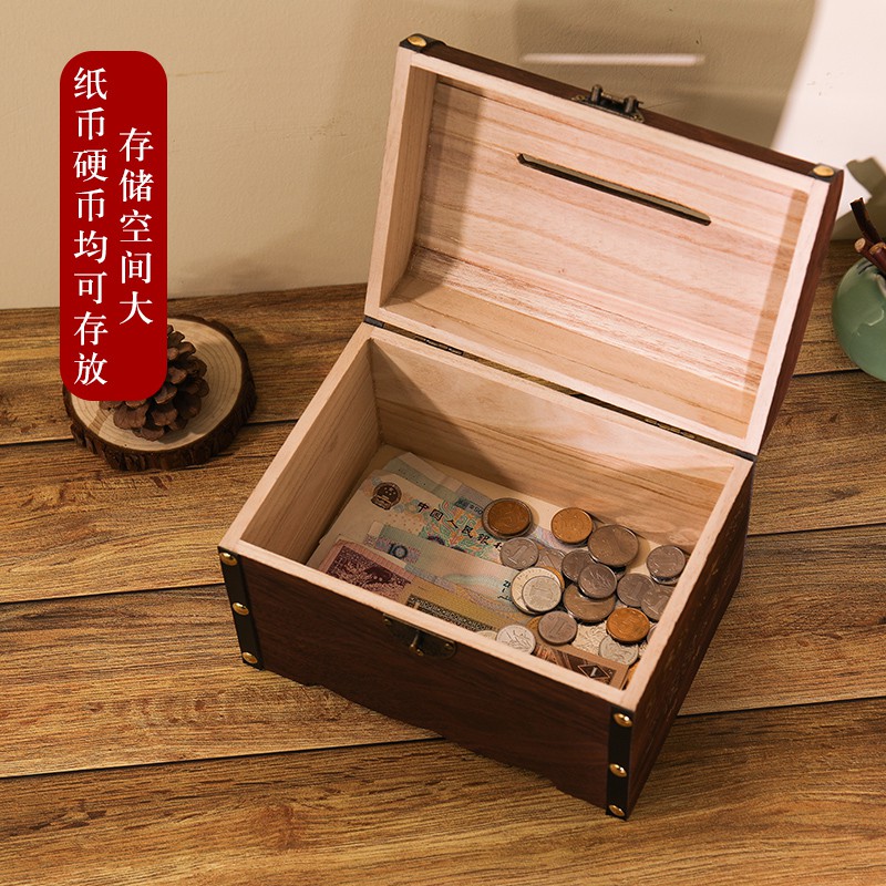 存钱罐网红儿童储蓄罐带锁创意纸硬币存钱箱防摔成人储钱罐不可取 三维工匠 中号两面雕刻送锁高清大图