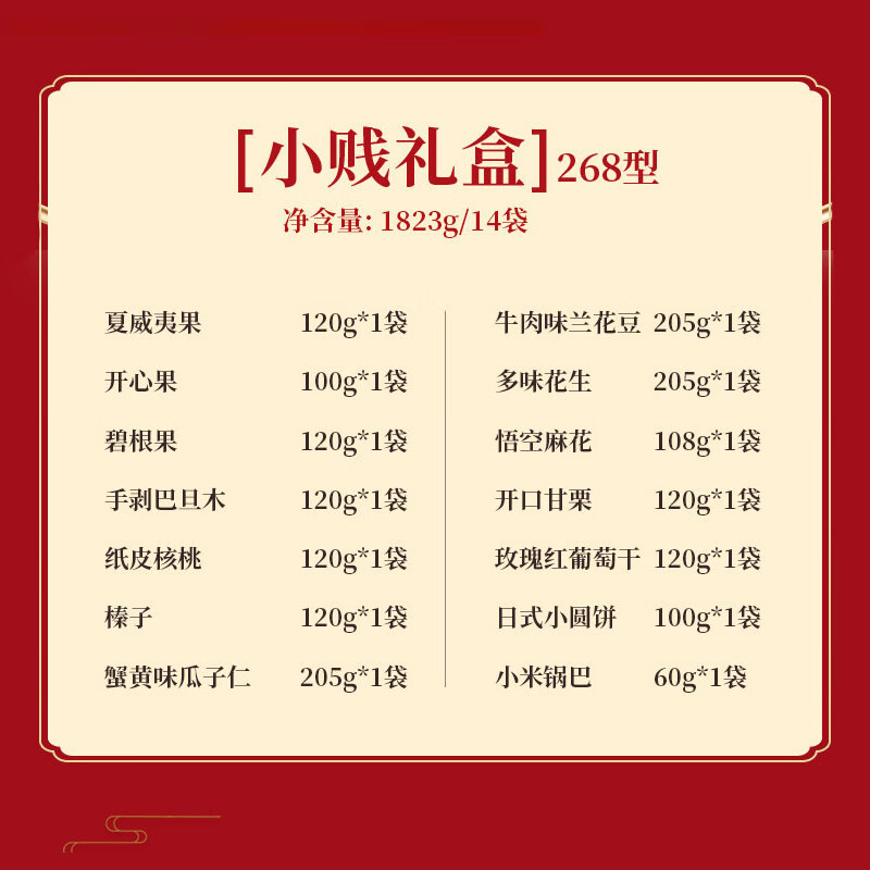 三只松鼠炒货零食组合小贱268型礼盒
