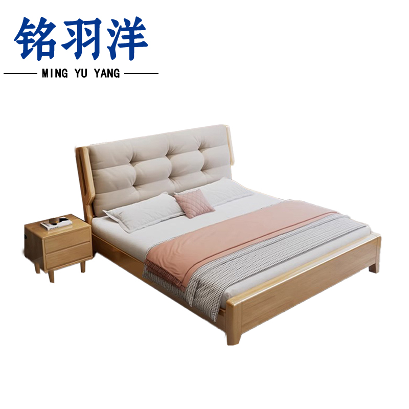 铭羽洋D5单人床150cm+床头柜套高清大图