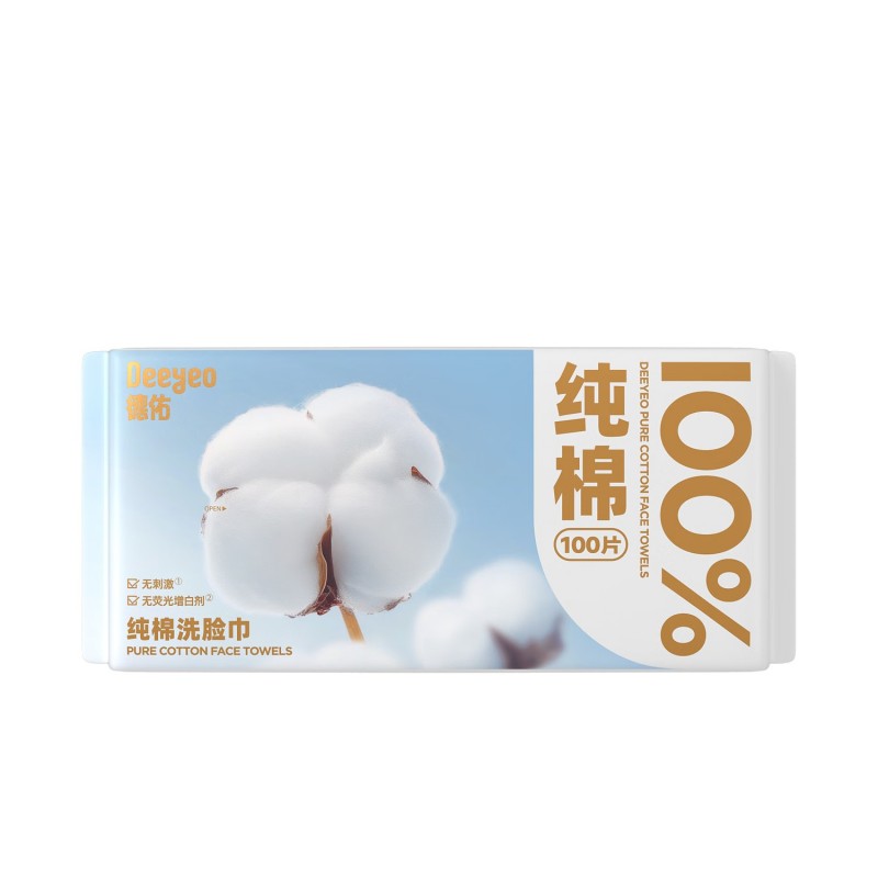 德佑抽取式50g纯棉洗脸巾100片*6包