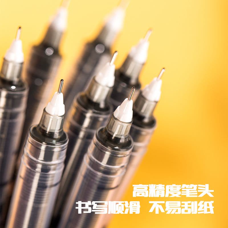 得力(deli)速干直液笔 升级款刷题ST头 学生考试中性笔 0.5mm黑色12支/盒S856图片