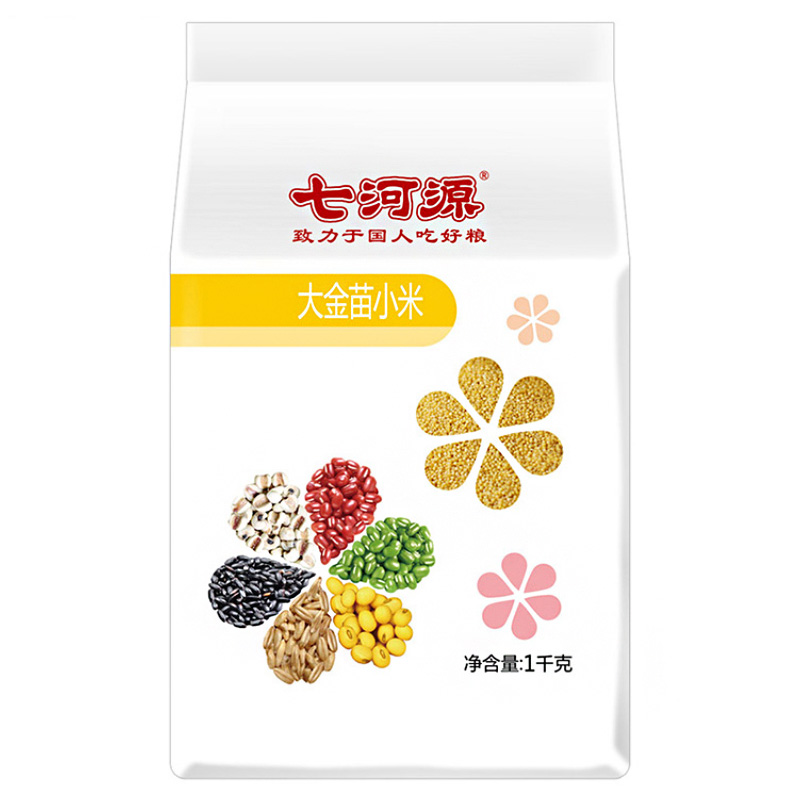 七河源 大金苗小米1kg(无添加 东北 黄小米 月子米 五谷 杂粮 粗粮 煮粥米 真空装 大米伴侣)