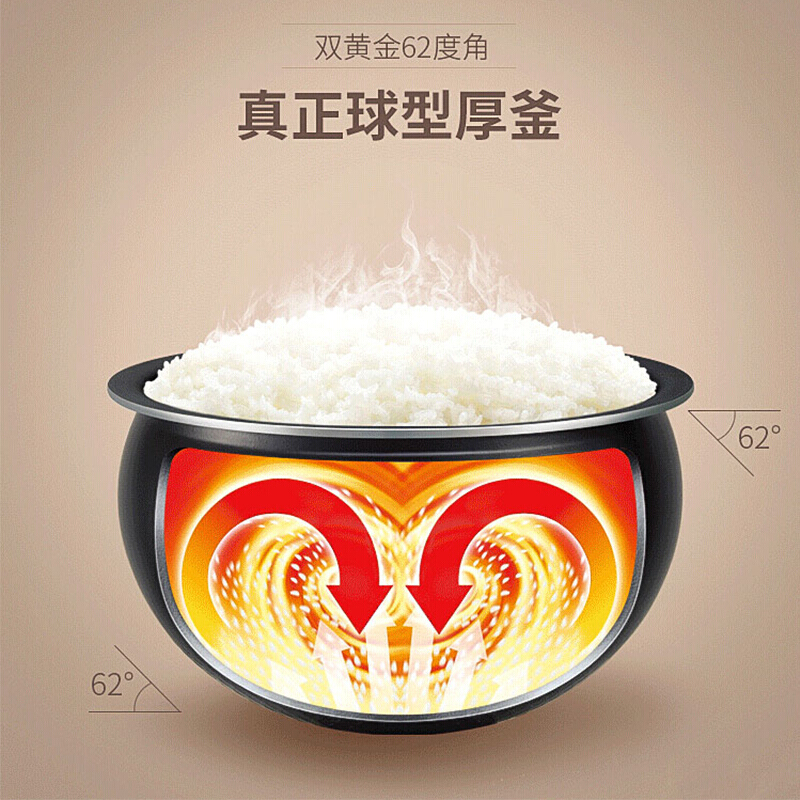 苏泊尔(SUPOR) CFXB40HC35-120 电饭煲球釜IH电磁加热 多功能电饭锅立体式加热 智能预约家用4L/升