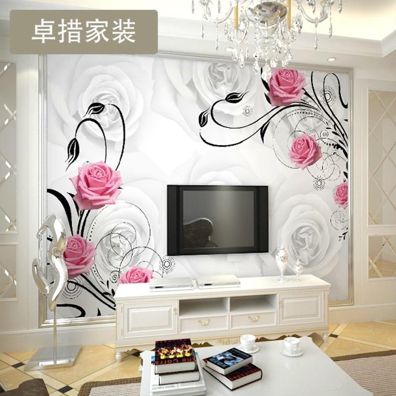 定制艺术电视背景墙纸壁纸3D无缝无纺布欧式客厅墙纸壁画温馨玫壹德壹