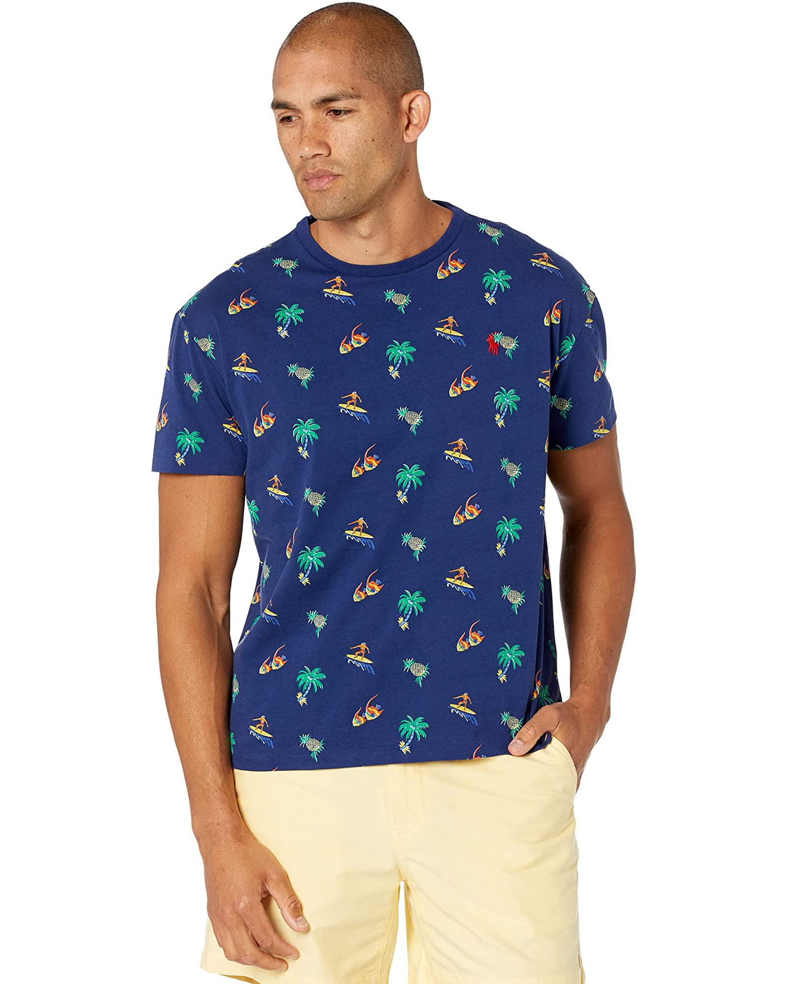 拉夫劳伦ralphlaurentropicalprint圆领套头印花短袖夏季上衣时尚百搭