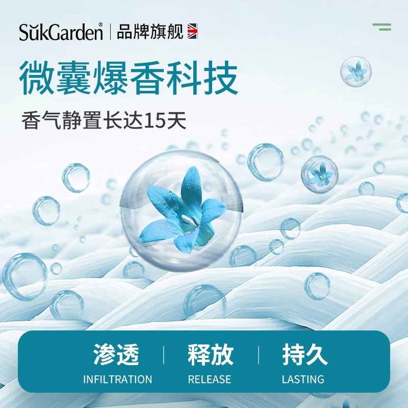 SukGarden蔬果园蓝风铃香水柔软洗衣液(持久留香型)2kg拉环版 香味持久留香洁净增香型家庭套装高清大图