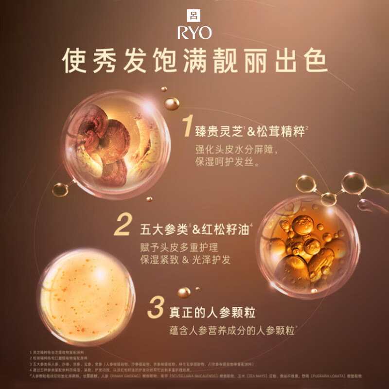 RYO黑吕臻参焕活御时昇机洗发水护发乳滋养修护清洁保湿紧致护发防断发洗发露洗头膏护发素400ml+400ml