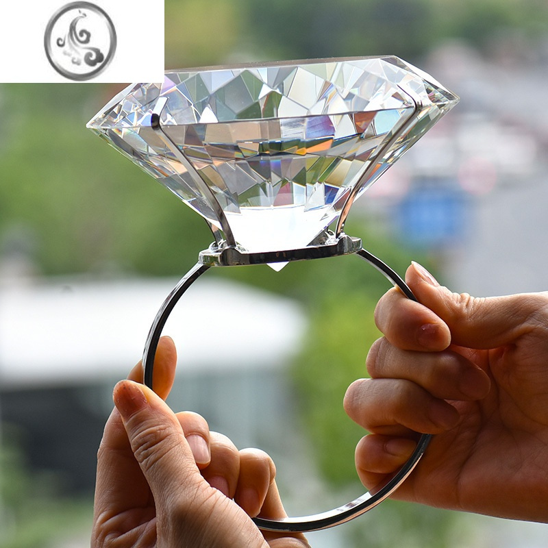 jimi水晶超大钻戒玩具仿真假钻石戒指道具模型求婚七夕情人节表白礼物