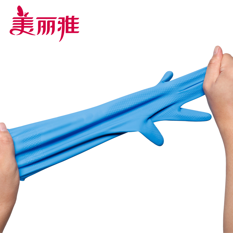 美丽雅 家务手套洗碗洗锅洗衣服防滑防水韧性厚实加厚型手套小高清大图